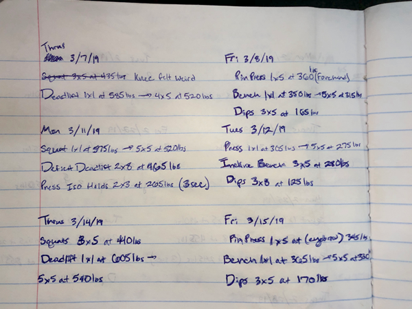 chase lindley training log part 1