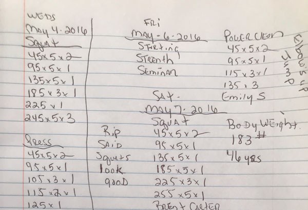 craig brooks training log 2016