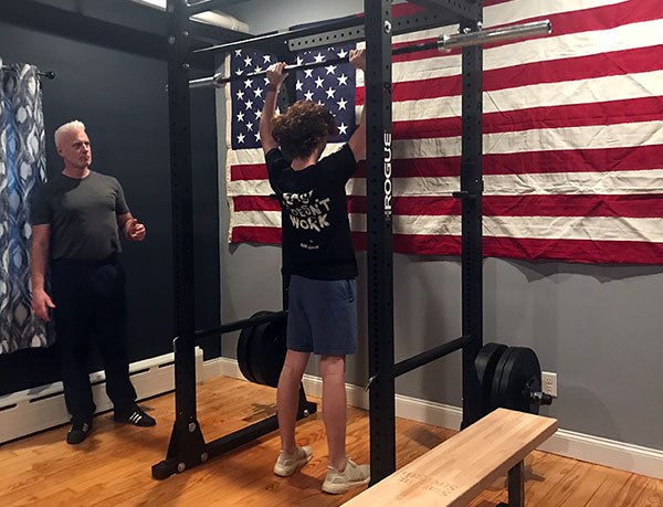 liam training the press at home