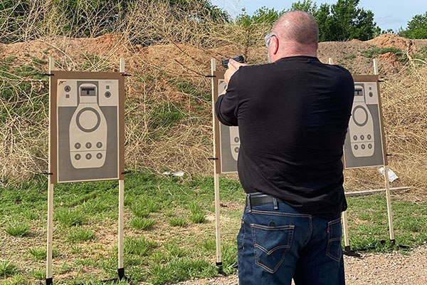 practising pistol work