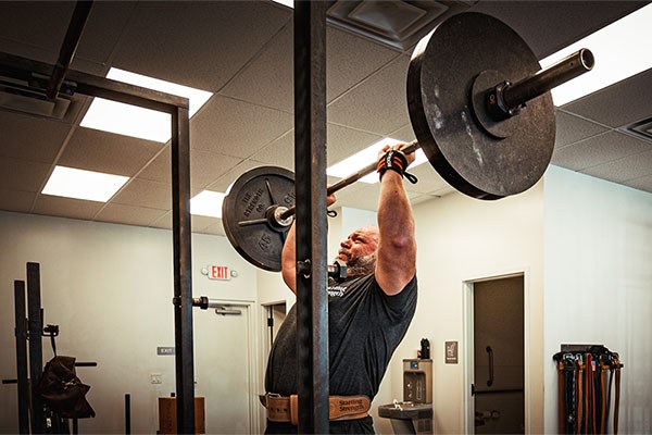 david heon of starting strength tulsa presses 235 at 60 years old