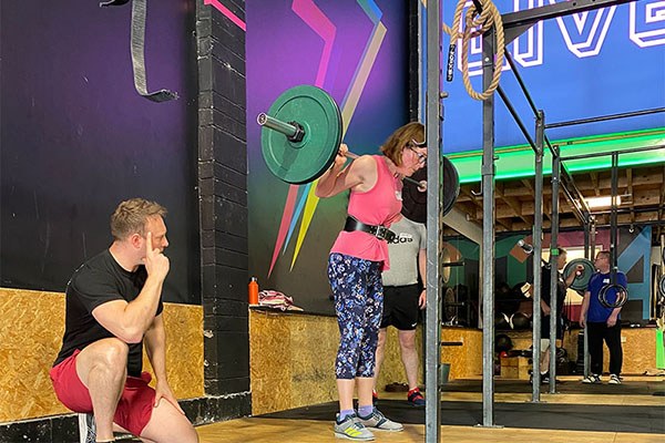 mary prepares to squat at the dublin training camp