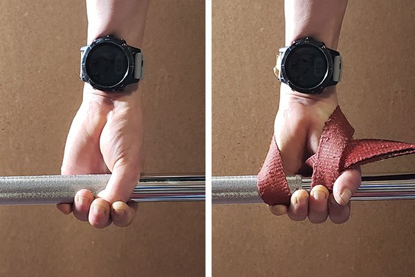 hook grip vs straps holding the bar