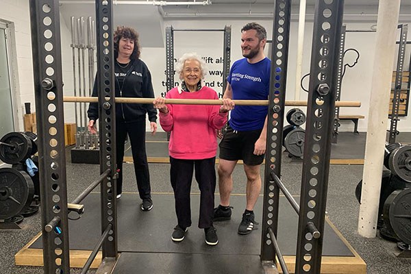roseann is welcomed back to starting strength boston after surgery