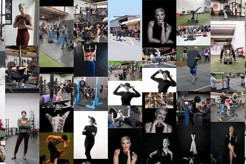 collage of emily socolinksy images for the ms health and fitness contest