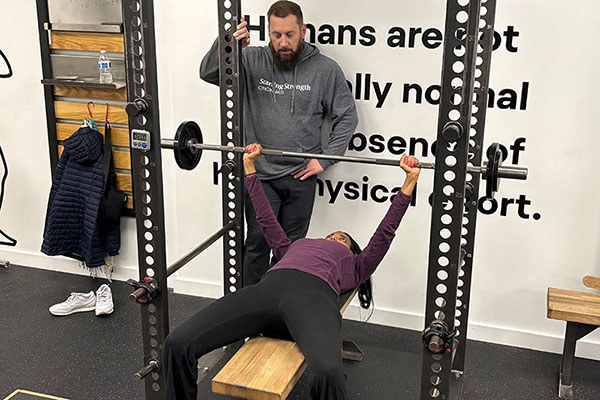 meron works on her bench presses