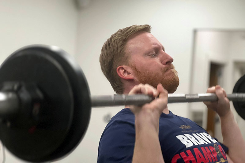 patrick starts the press with a hip forward motion