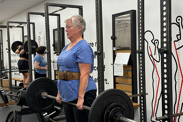 gayle locks out her latest PR deadlift on her 70th birthday