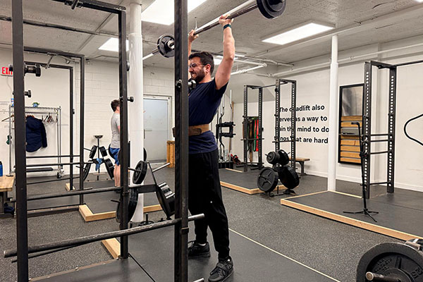 parth sets a press pr of 90 lb