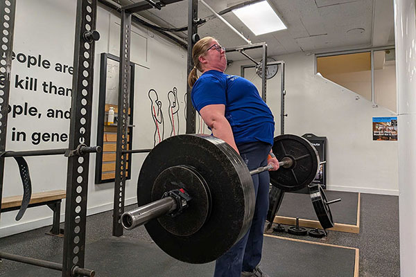 wendy locks out a pr deadlift of 355