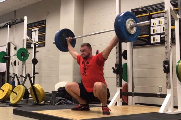 nick aston bottom of the snatch during practice