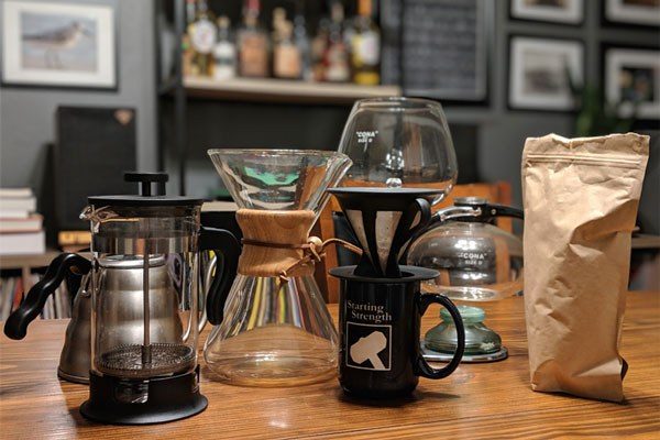 array of coffee brewing equipment