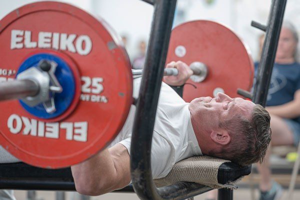 close up of the bench press