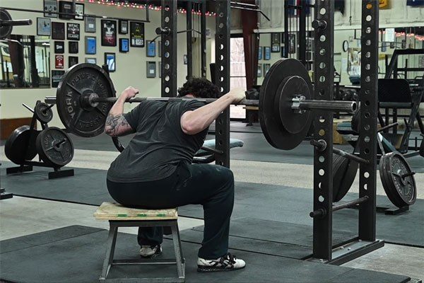 bottom position of a box squat