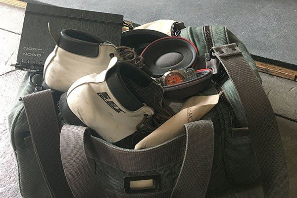 gym bag filled with equipment