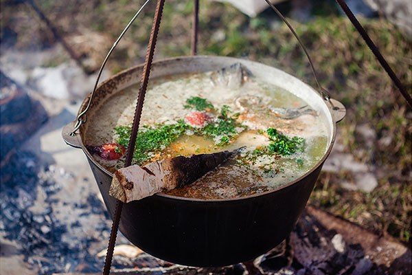 stew in a pot over a fire