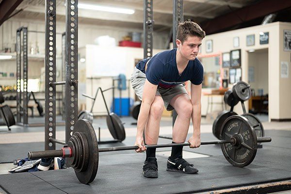 teen barbell training deadlift