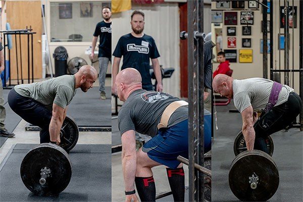 lifters at the start of the deadlift with different appearances