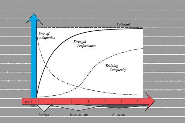 training progression graph from the cover of practical programming for strength training