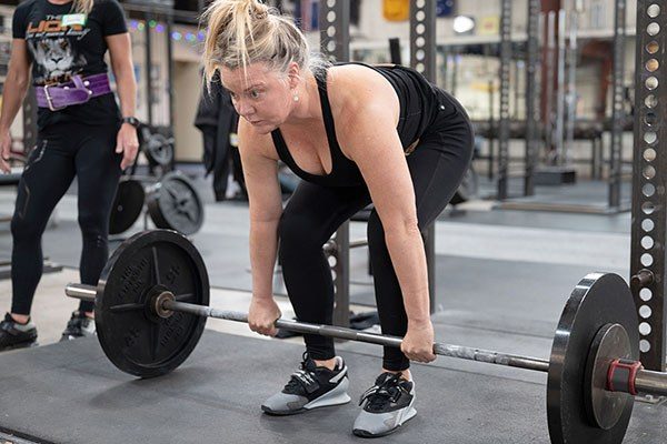 lifter preparing to set up for a deadlift