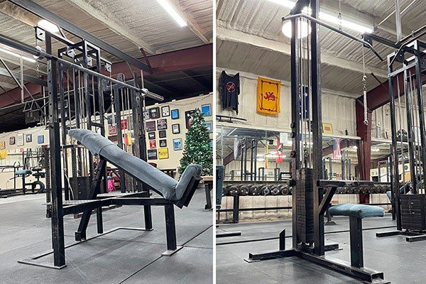 wfac incline bench station and lat machine