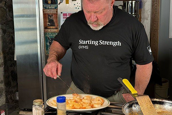 rip pay frying shrimp in butter and garlic