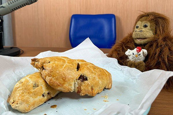 cornish pasties on the starting strength radio studio desk