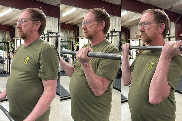 stages on the way up during a barbell curl