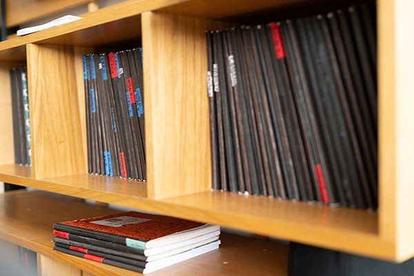 training logs filling a shelf