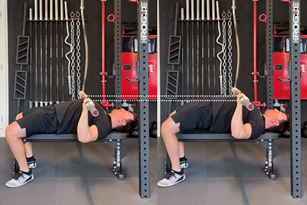 comparison of hip and chest position during the bench press