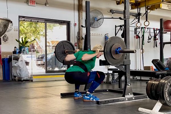 emily socolinsky squatting just months after a hip replacment