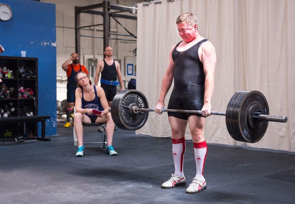 Swogger locks out a competition deadlift