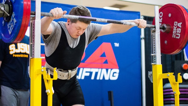 Swogger preparing to squat