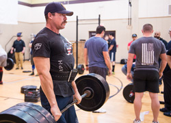 Capt David Tundel at the top of a deadlift