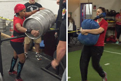 strongman keg toss sandbag carry